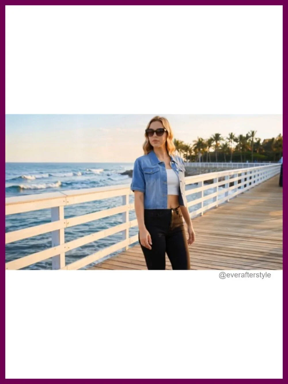 Women's Cropped Denim Jacket Short Sleeve Casual Lightweight